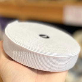 White Elastic 25mm Wide Sold as a Roll