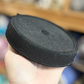 Black Elastic 25mm Wide Sold as a Roll