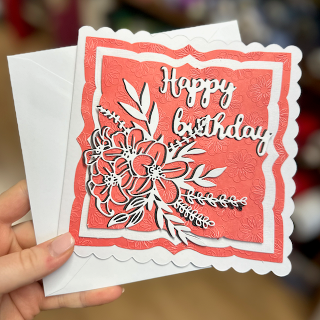Coral Happy Birthday Greetings Card Handmade By Debra