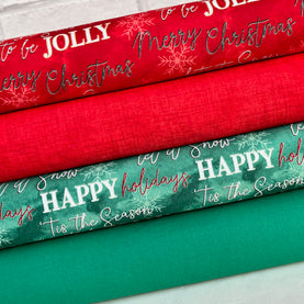 Merry Christmas 4 Piece Fat Quarter bundle, 100% cotton fabric