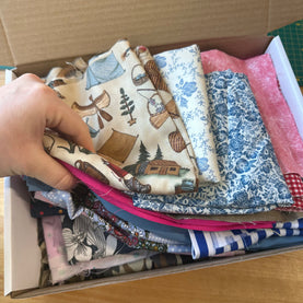 Box Filled With Mixed Prints & Plains Cotton Fabric Remnants 1300g