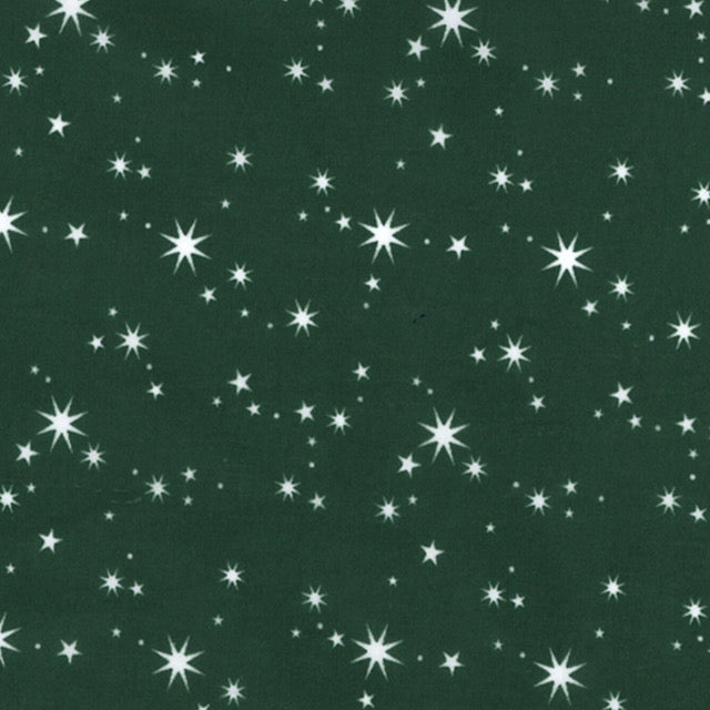 Green Twinkling Stars Polycotton Fabric 112cm wide sold by the half metre