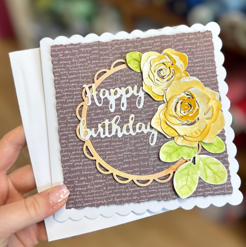 Happy Birthday Lemon Floral Greetings Card Handmade By Debra