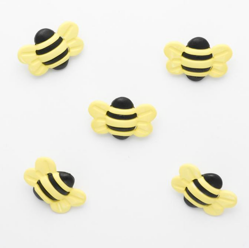 Yellow & Black Bumble Bee Buttons Buttons Approx 15mm - Sold Per 10 Buttons