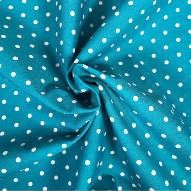 Jade Simple Polka Dot Poly cotton fabric, sold per 1/2 metre, 112cm wide