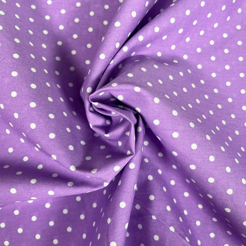 Lilac Simple Polka Dot Poly cotton fabric, sold per 1/2 metre, 112cm wide
