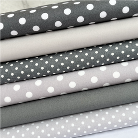 Grey basics 6 piece FAT QUARTER BUNDLE, 100% cotton poplin fabric