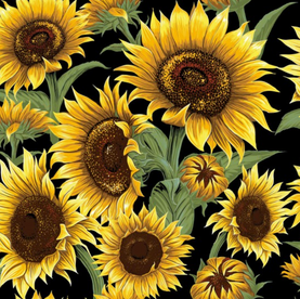 Sunflower Flower Market - 100% Premium Cotton Fabric - Sold Per Half Metre