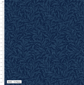 Navy Blue Willow Bough 100% Cotton Fabric - Sold Per Half Metre