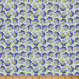 Whimsical Flower Garden Purple Pansy Floral, Premium Cotton Fabric sold per 1/2 Metre