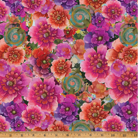Whimsical Flower Garden Fucshia Floral, Premium Cotton Fabric sold per 1/2 Metre