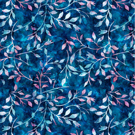 Blue Entwined Vines Floral 100% Cotton Fabric Sold Per 1/2 Metre 140cm wide cc303