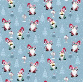 North Pole Gnome Parade 100% Premium Cotton fabric Sold Per 1/2 Metre