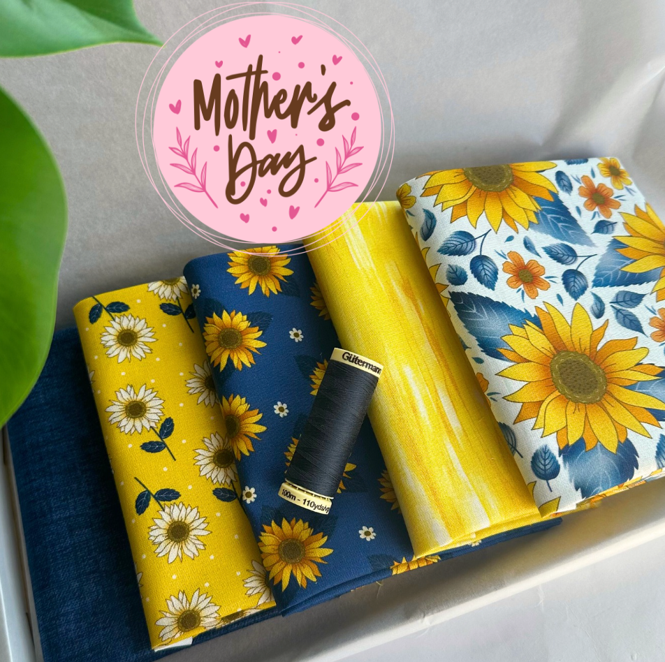 100% Cotton 5pc Fat Quarter Bundle - Golden Sunflowers 100% Cotton 5pc Fat Quarter Bundle - Golden Sunflowers