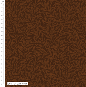 Dark Brown Willow Bough 100% Cotton Fabric - Sold Per Half Metre