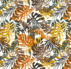 Autumn Palms 100% Cotton Poplin Fabric Sold Per 1/2 Metre