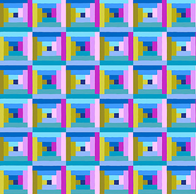 HALF PRICE Bright Blue Squared Piecework by Anna Maria Premium Cotton Fabric sold per 1/2 Metre