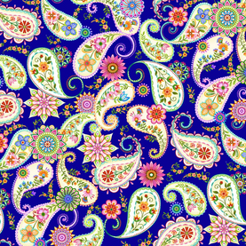 SALE Purple Paisley Kaleidoscope Floral Premium Cotton Fabric sold per 1/2 Metre