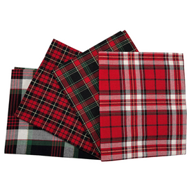 Metallic Tartan 4 Piece Fat quarter Bundle 100% Cotton Fabrics