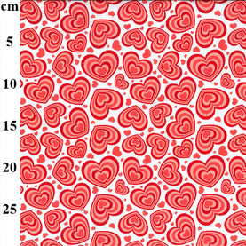 Valentines Hearts Polycotton fabric, 112cm wide per 1/2 metre