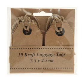 Kraft Brown Card Tags with String 7.5cm x 4.5cm (Pack of 10)