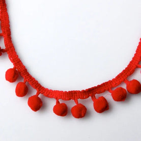 Red Pom Pom Trim Sold Per Metre