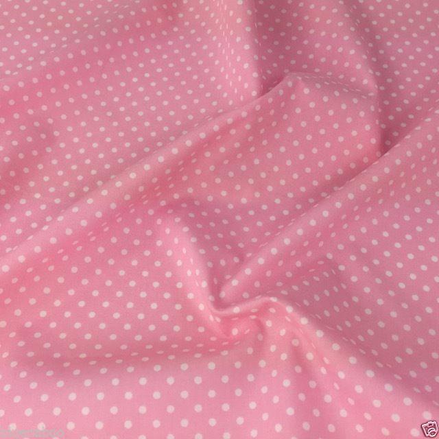 Baby/pale pink Polka Dot, 100% cotton poplin fabric, available sold per  half metre 112cm wide