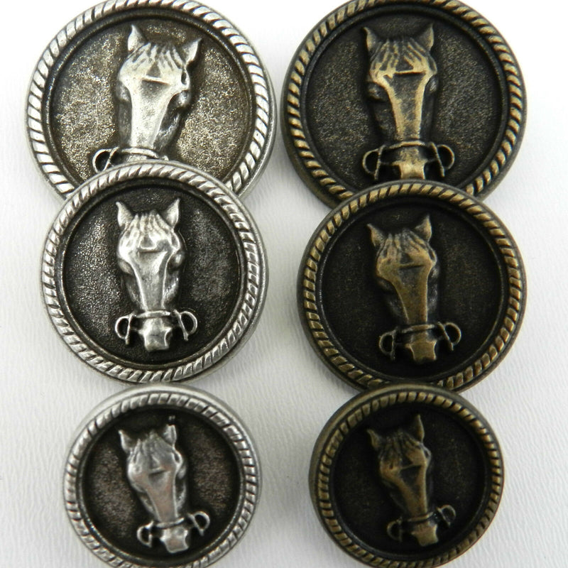 Horses Head Equestrian Metal Button