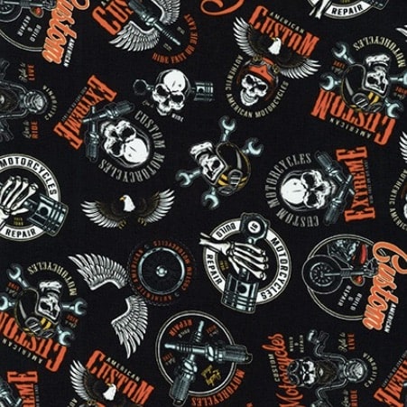 Robert Kaufman, On The Road Skull Design 100% cotton fabric