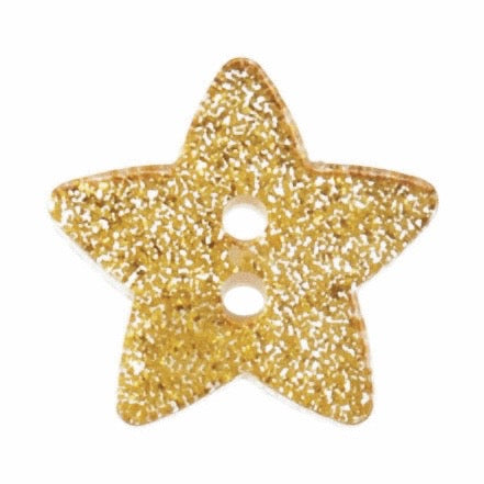 Star Glitter Button: Gold: 18mm Star Glitter Button: Gold: 18mm