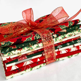 10 Piece Christmas Fat Quarter 100% Cotton Bundle