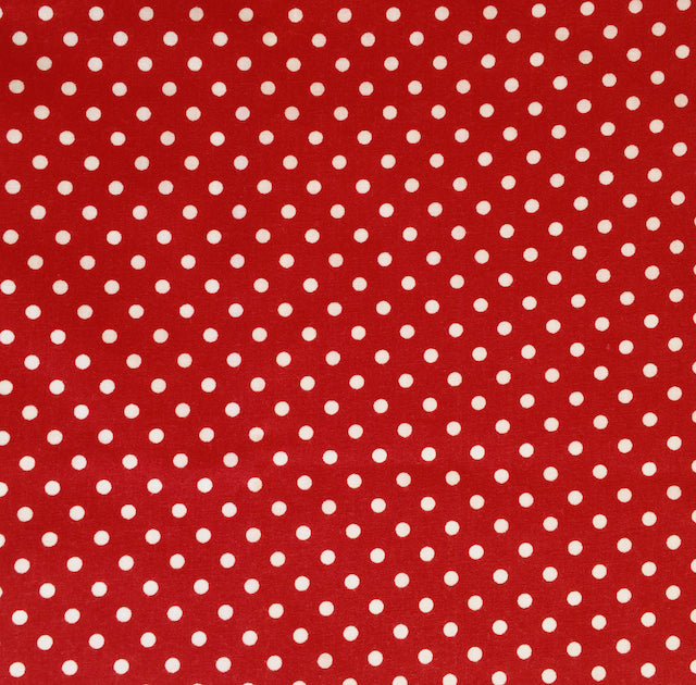 Red polka dot polycotton fabric