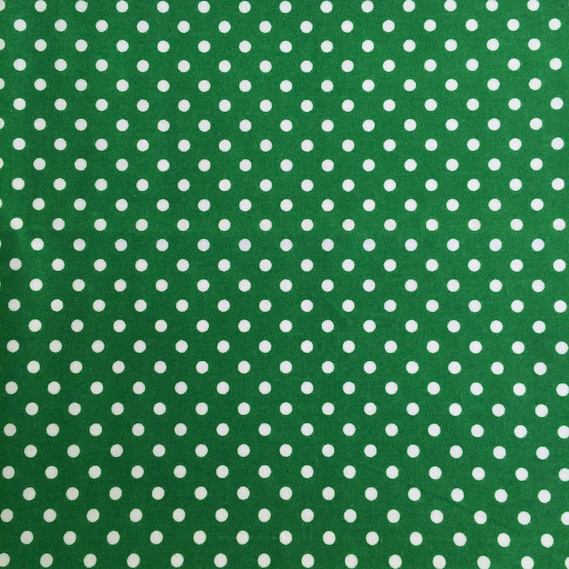 Green polka dot polycotton fabric