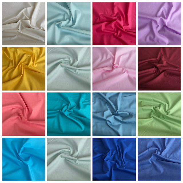 Plain Polycotton Fabric sold Per 1/2 Metre, 112cm Wide available in 40 Colours