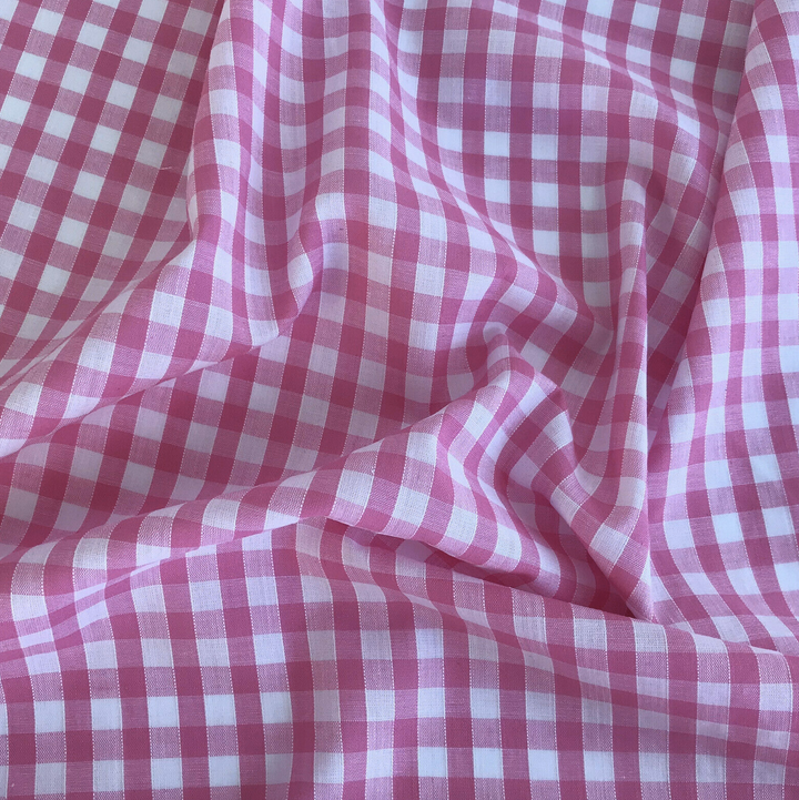 Cerise Pink gingham fabric
