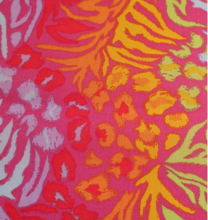 Amazon Pink mutlicoloured Poly cotton fabric, sold per 1/2 metre, 112cm wide
