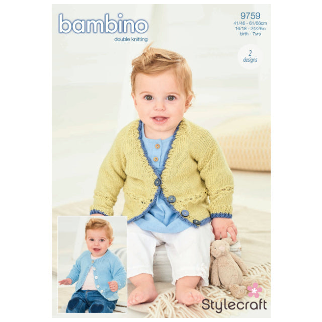 Stylecraft Bambino DK Jackets Pattern,  ages 6 months - 7 years - Pattern 9759