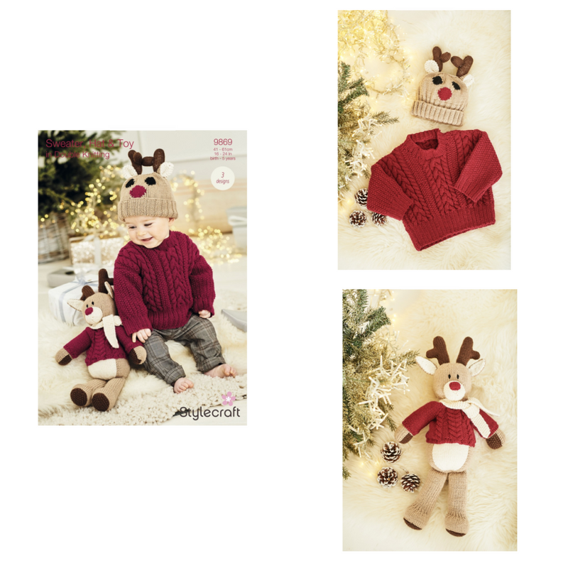 Stylecraft Sweater, Hat & Toy in Special DK & Bellissima Double Knitting - Pattern 9869