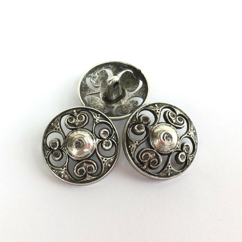 Metal Filigree Swirl Button - Antique Bronze