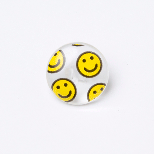 Clear Happy Face buttons 15mm - Sold Individually