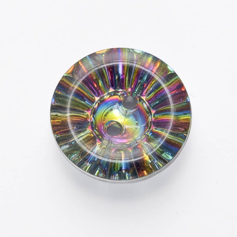 Diamante acrylic 2 hole round buttons - Multicoloured