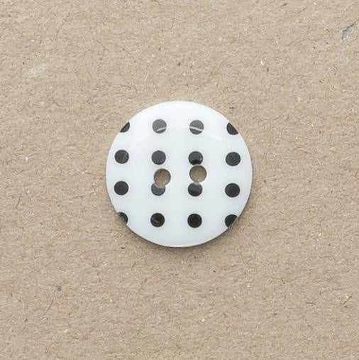 Spotty Round Button 15 mm  - White/ Black 
