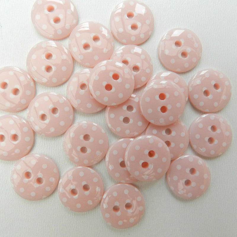 Spotty Round Button 12mm - Baby Pink