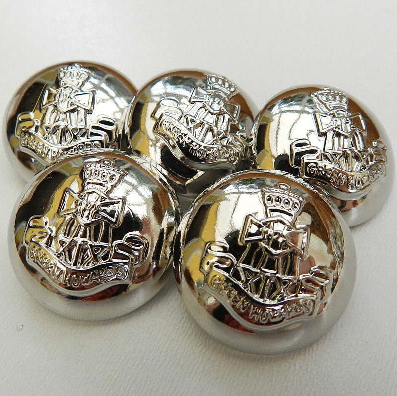 Green Howards Military Style Buttons - Silver 