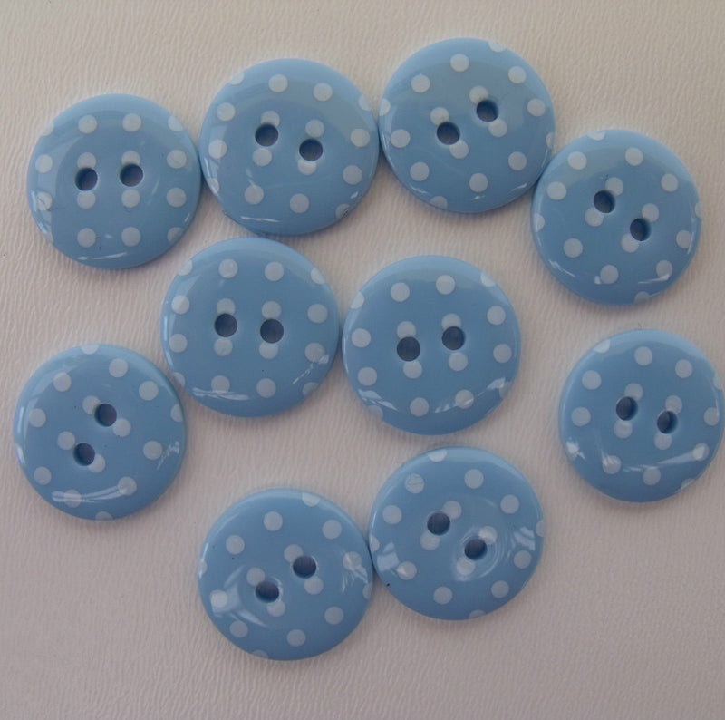 Spotty Round Button 15 mm  - Pale Blue