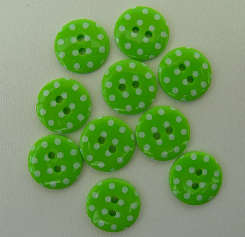 Spotty Round Button 15 mm  - Green