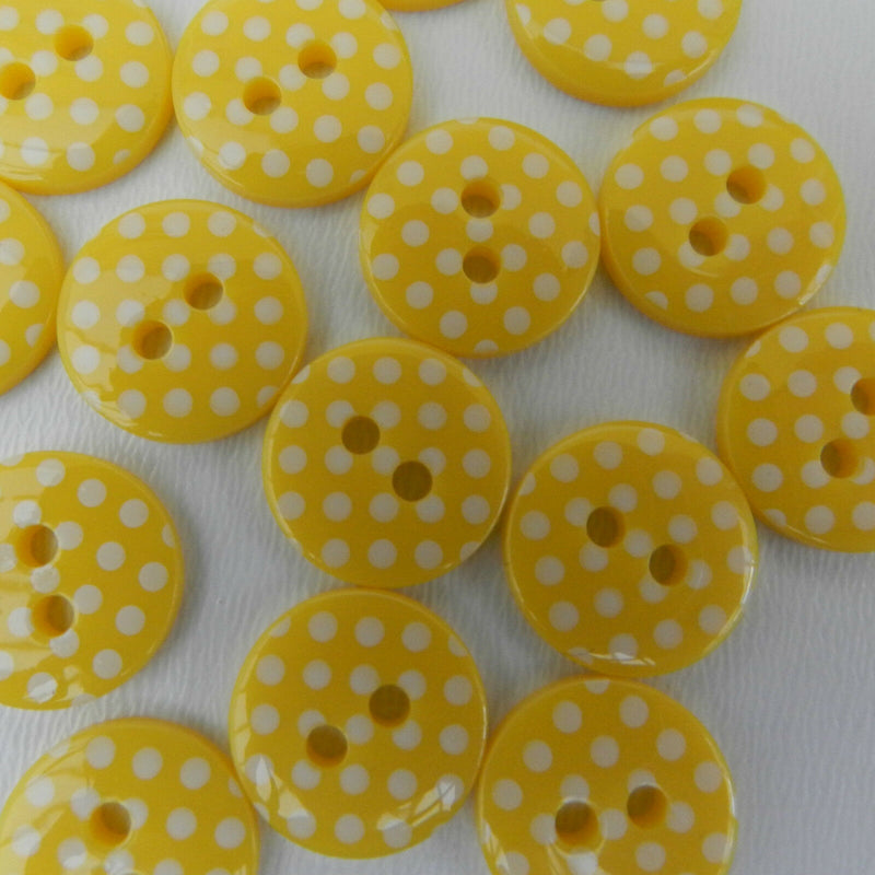 Spotty Round Button 15 mm  - Yellow