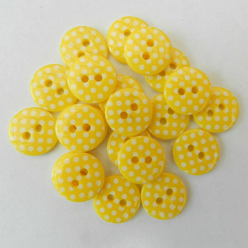 Spotty Round Button 12mm - Yellow