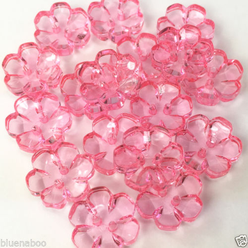 Clear Flower Shaped Button - CORAL PINK  no 91