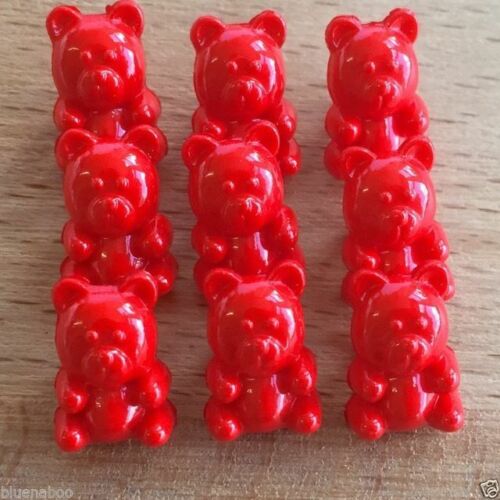 Tiny Teddy Bear Buttons.  Size 15mm x 10mm - -red no 30
